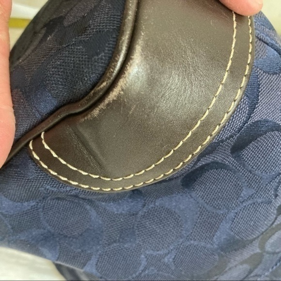 Coach vintage y2k blue signature c brown leather small shoulder bag - Picture 5 of 11